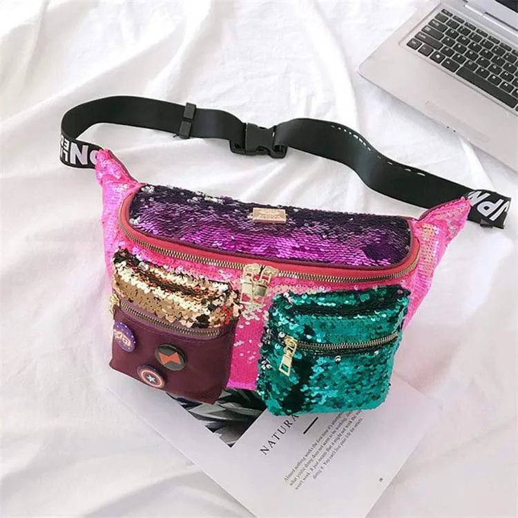 Large Multicolor Sequins Decorative Chest Bag