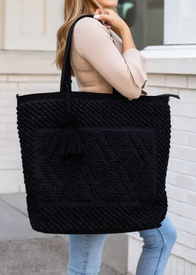 Large Woven Tote Bag - Black