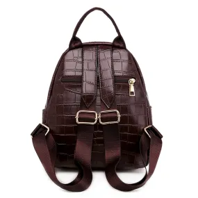 Luxury Multifunction PU Leather Embossed Bag and Backpack