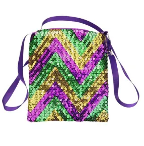 Mardi Gras Sequin Chevron Rectangle Crossbody Bag