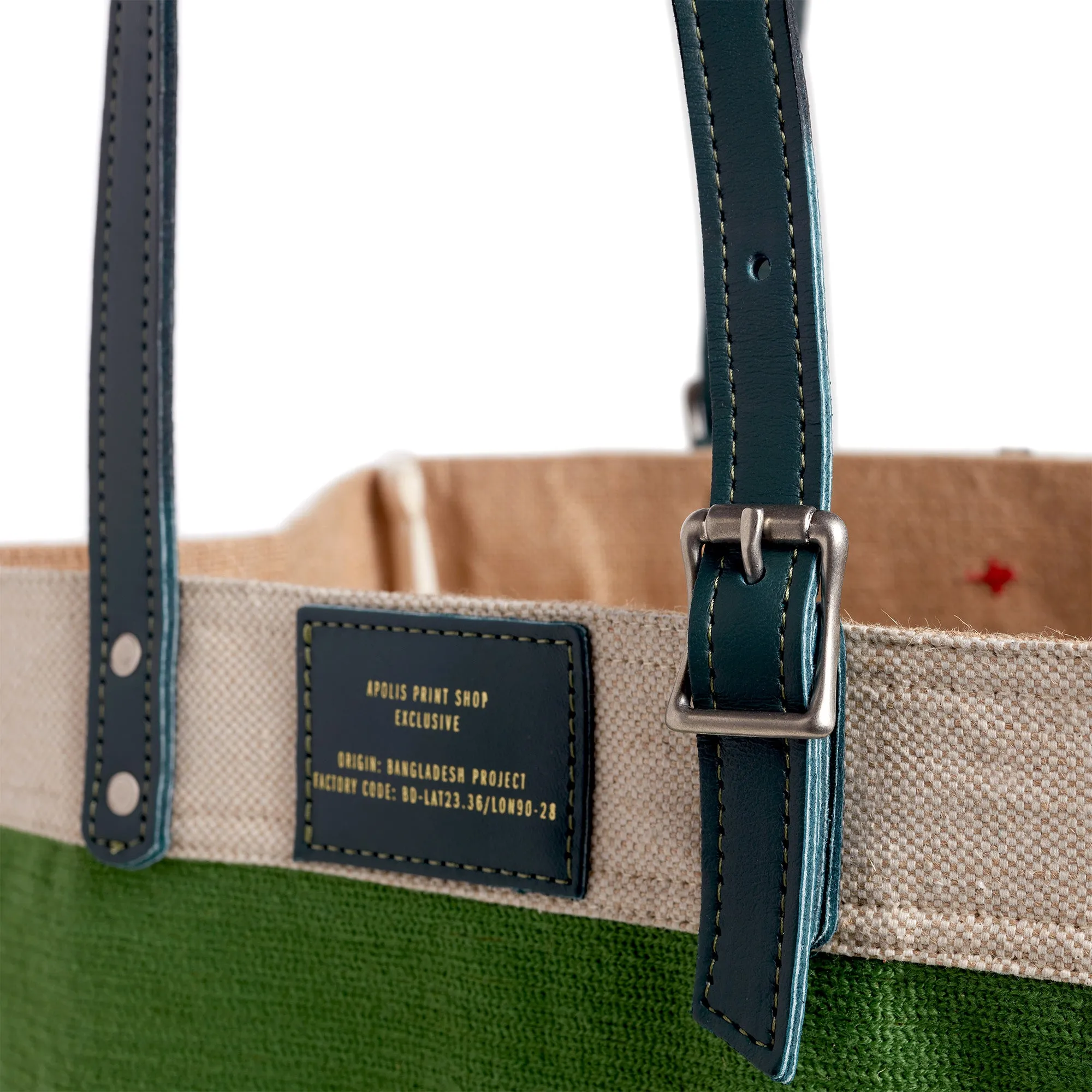 Market Bag in Court Green Chenille with Adjustable Handle