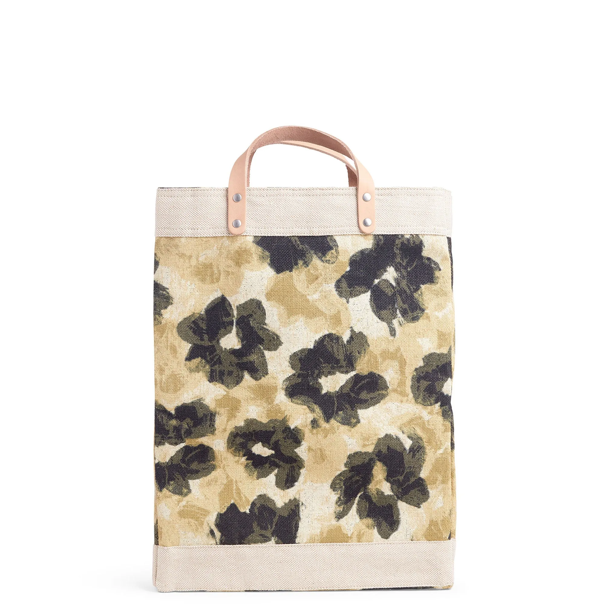 Market Bag in Khaki Bloom by Liesel Plambeck with Monogram