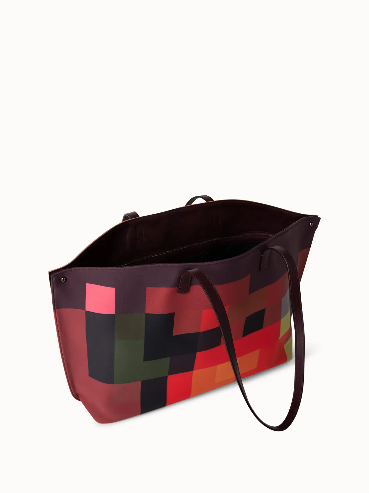 Medium Ai Schultertasche aus technischem Stoff mit Interior Abstract Print