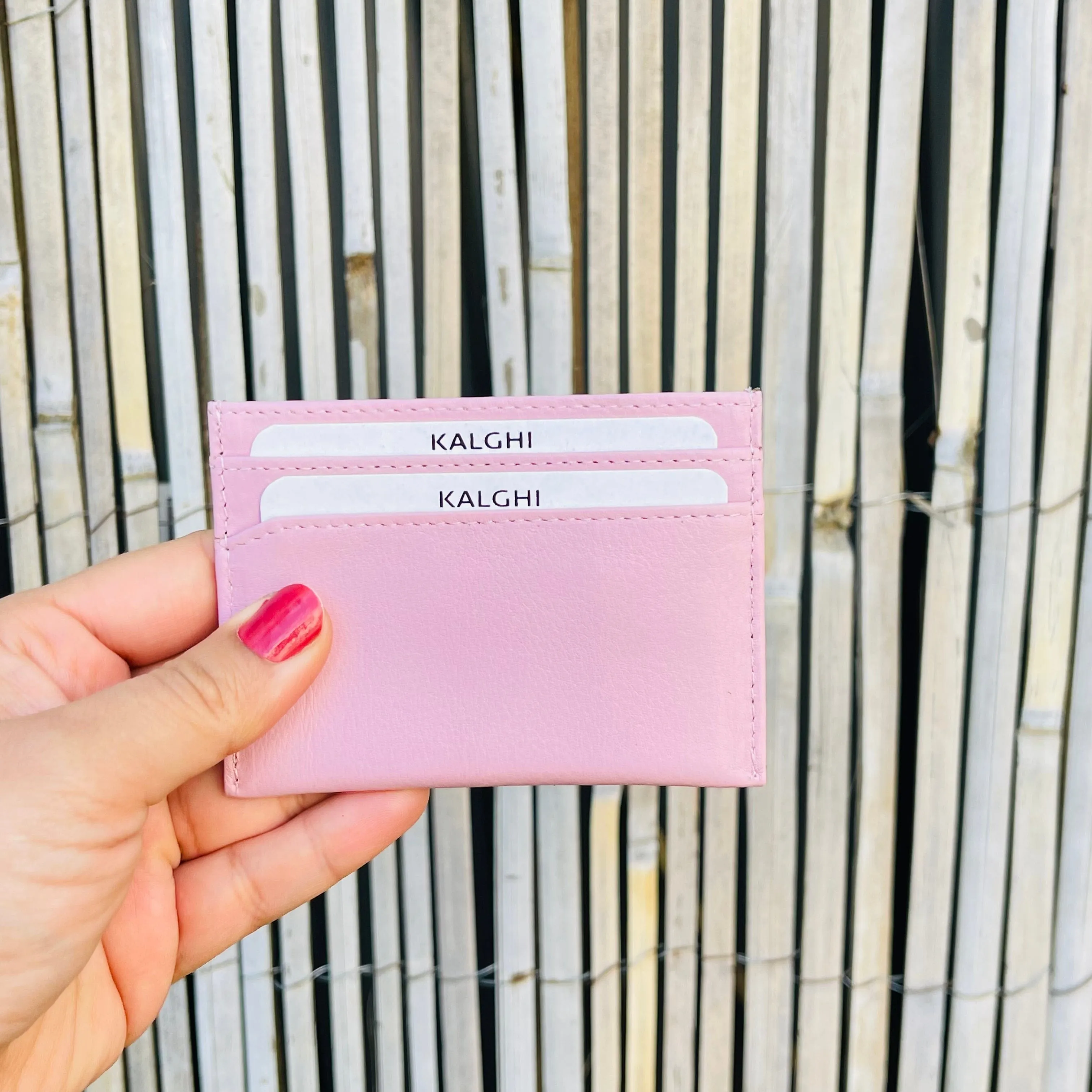 Pastel Pink CARD HOLDER with Message and Name - KALGHI