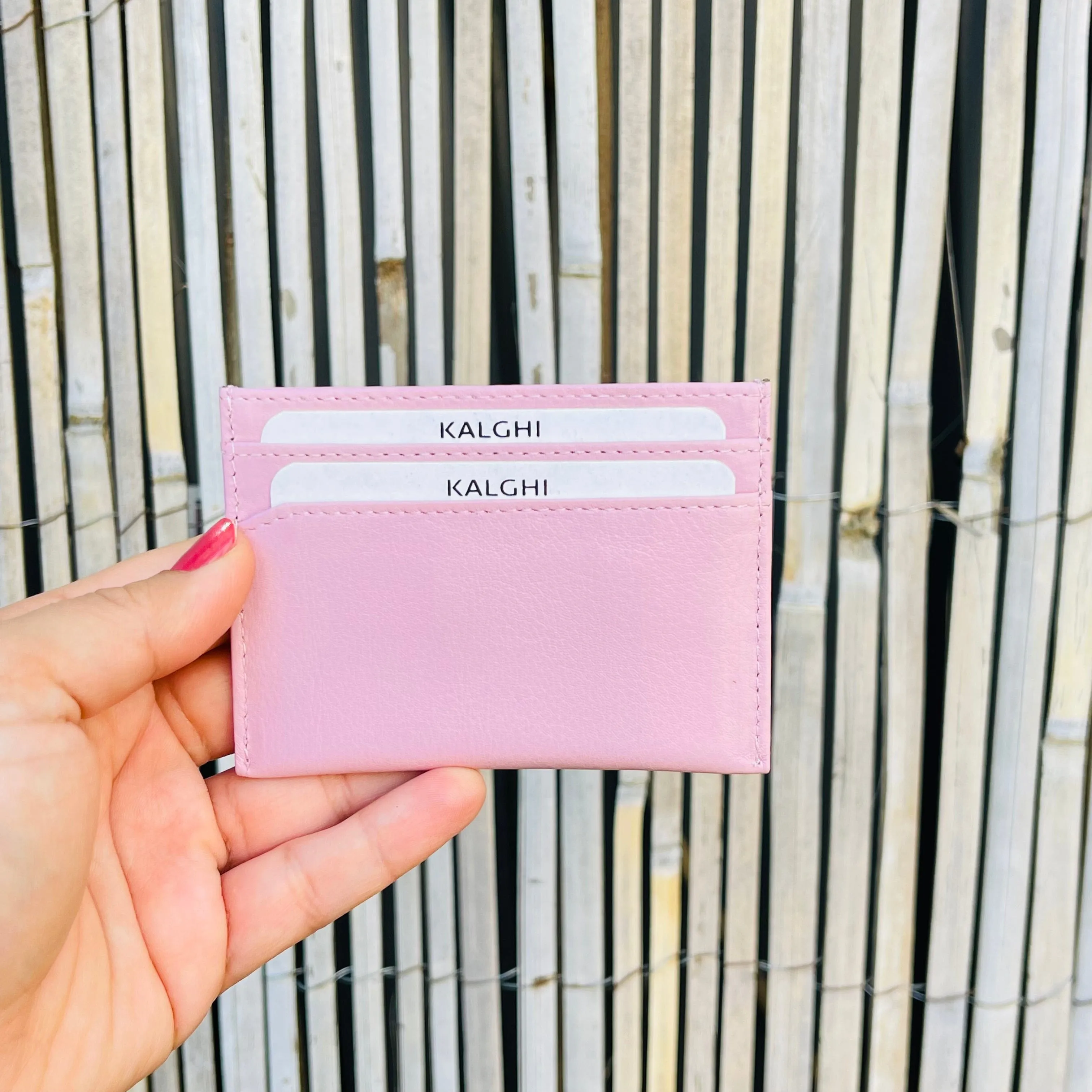 Pastel Pink CARD HOLDER with Message and Name - KALGHI