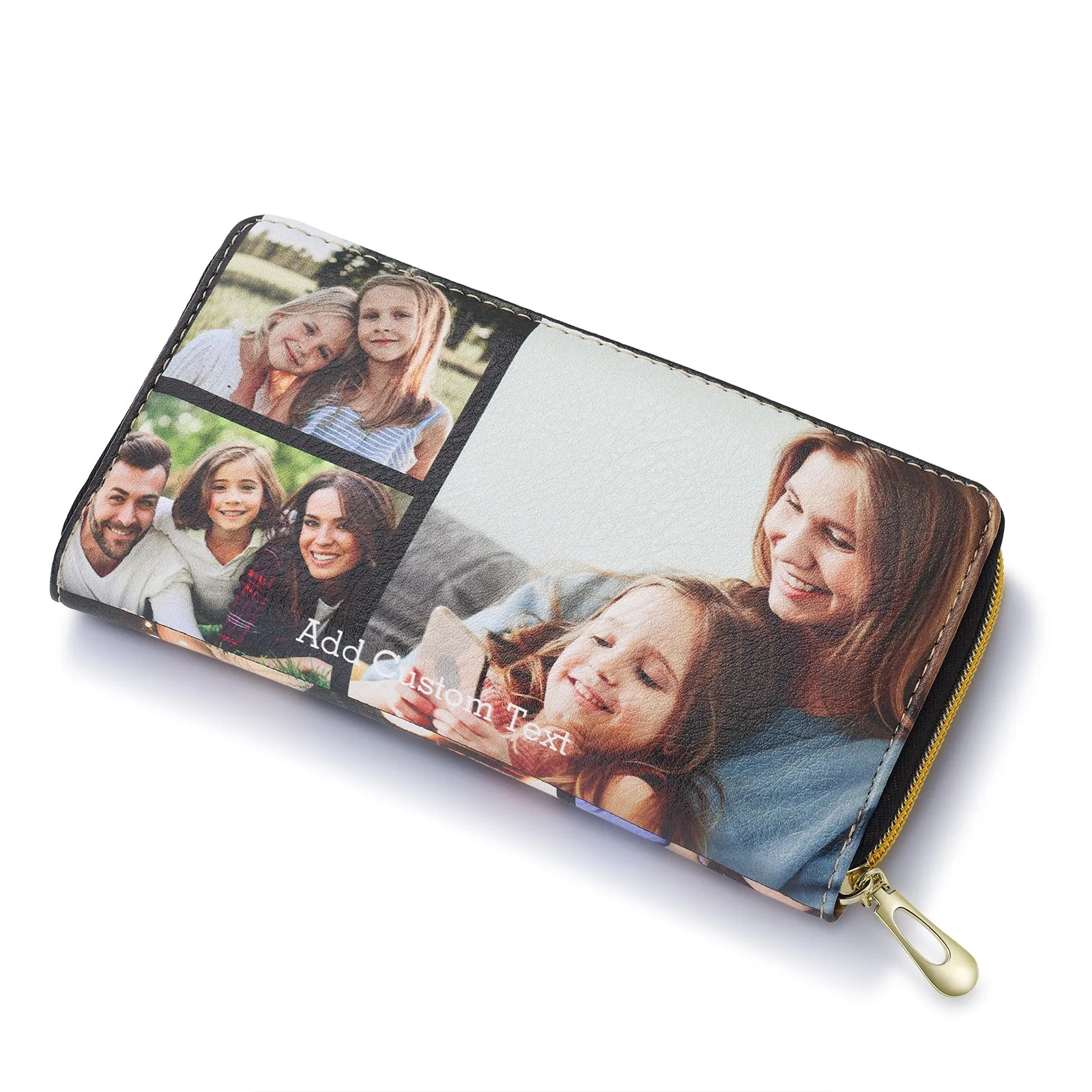 Personalized Photo Collage Wallet 6 Photo Zipper Wallet Personalized Text