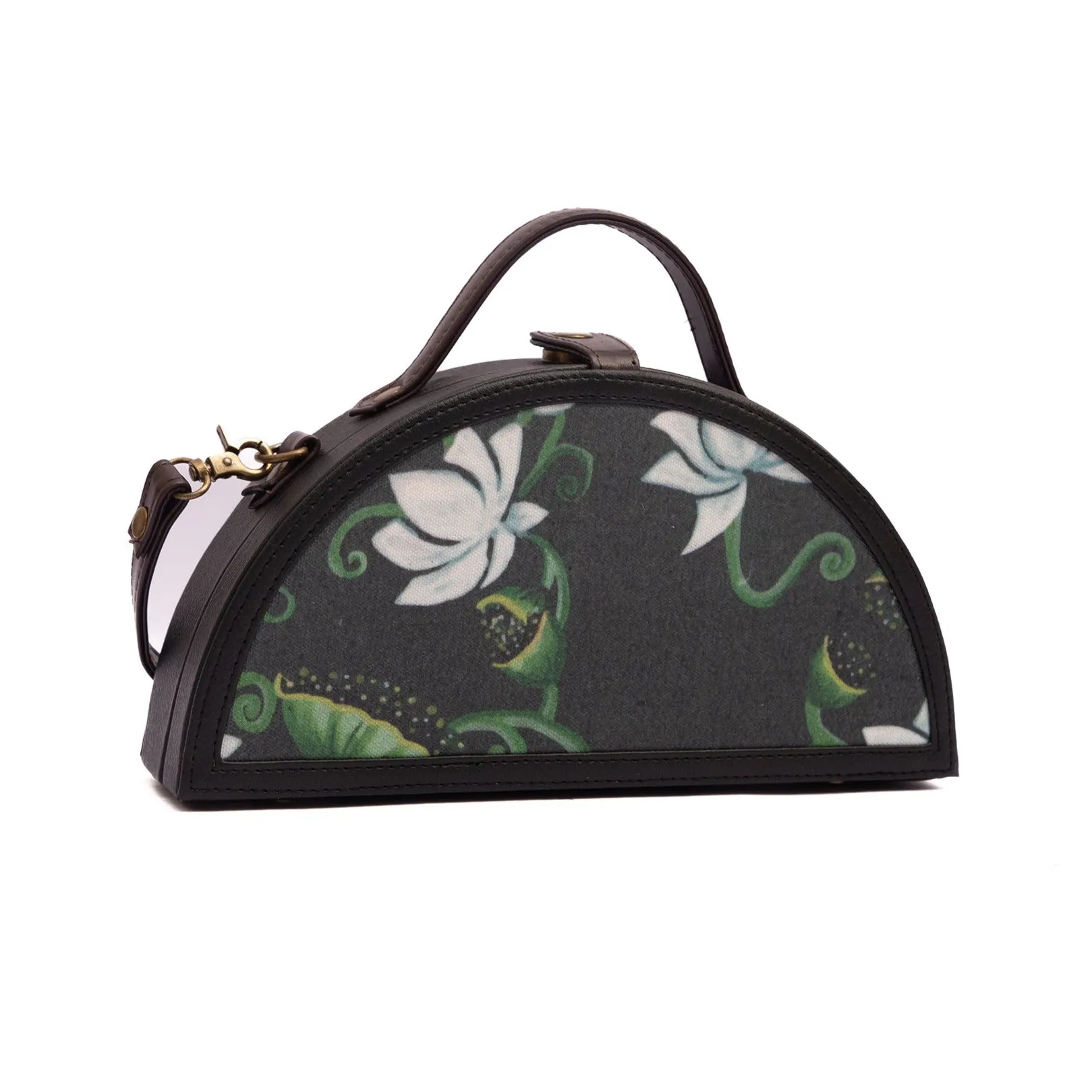 Pichwai printed semi circle crossbody clutch bag for women