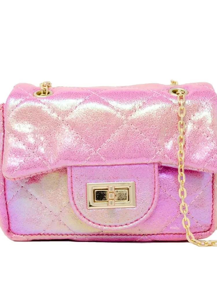 Purse - Quilted Pink Metallic