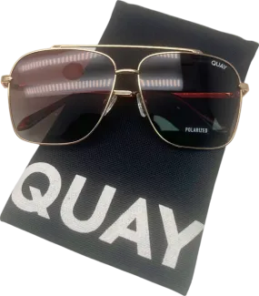 Quay Gold High Roller Polarised Sunglasses in Case