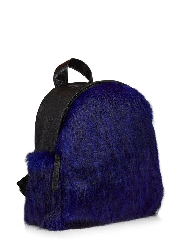 Skinny Dip Charlie Navy Fur Mini Backpack