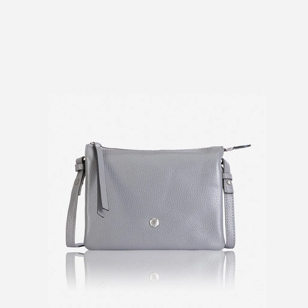 Slim Ladies Leather Crossbody, Oyster Grey