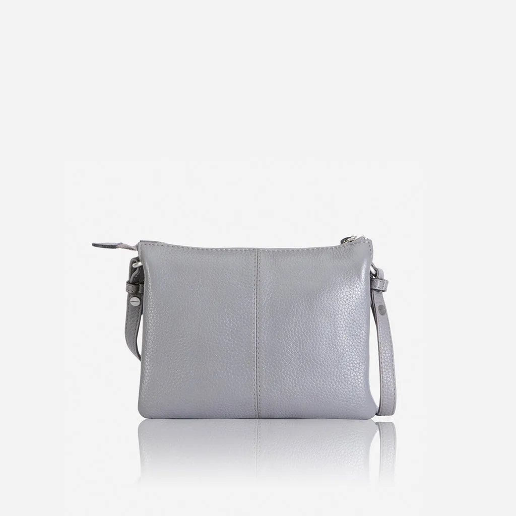 Slim Ladies Leather Crossbody, Oyster Grey