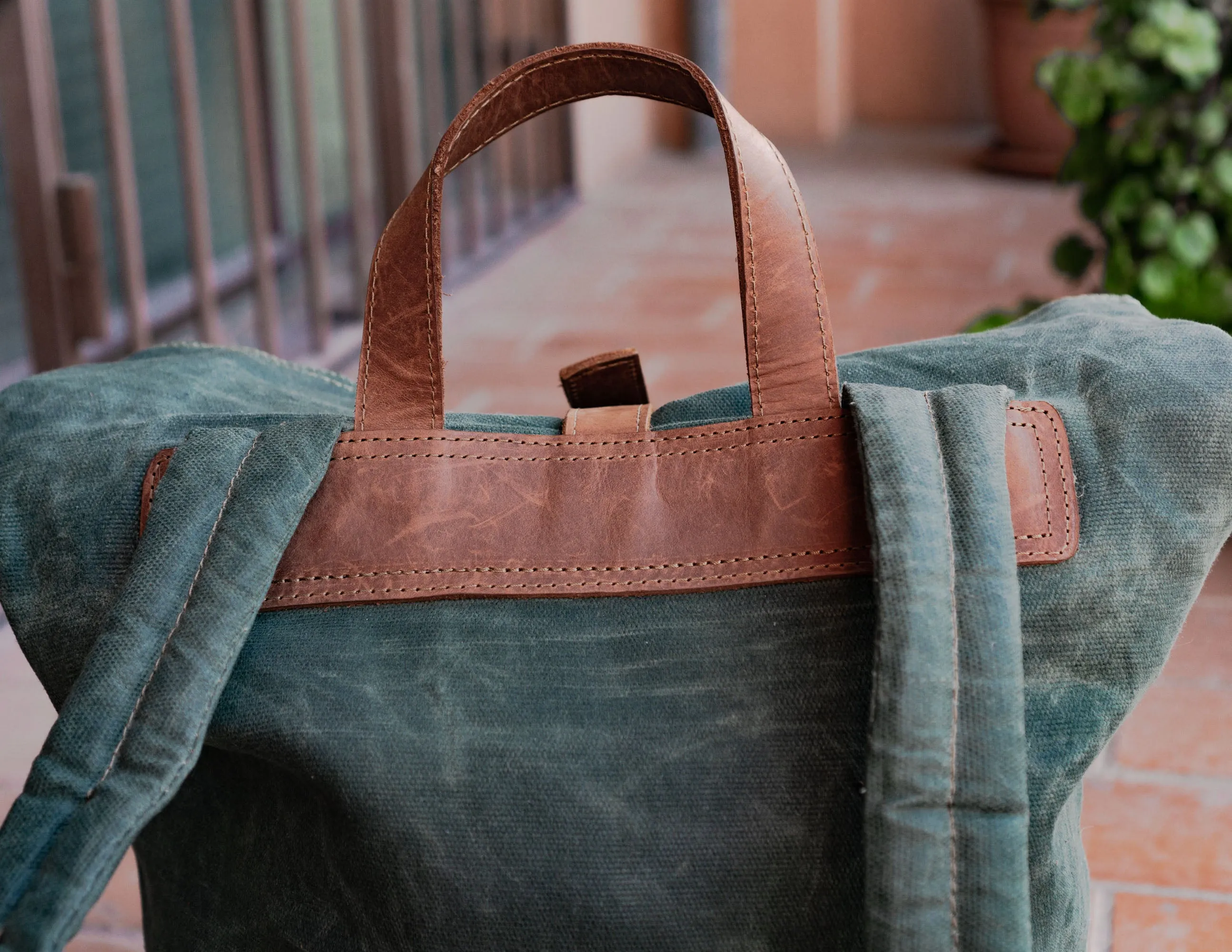 The Fashion-Racing Waxed Canvas Backpack | Handcrafted by artisans