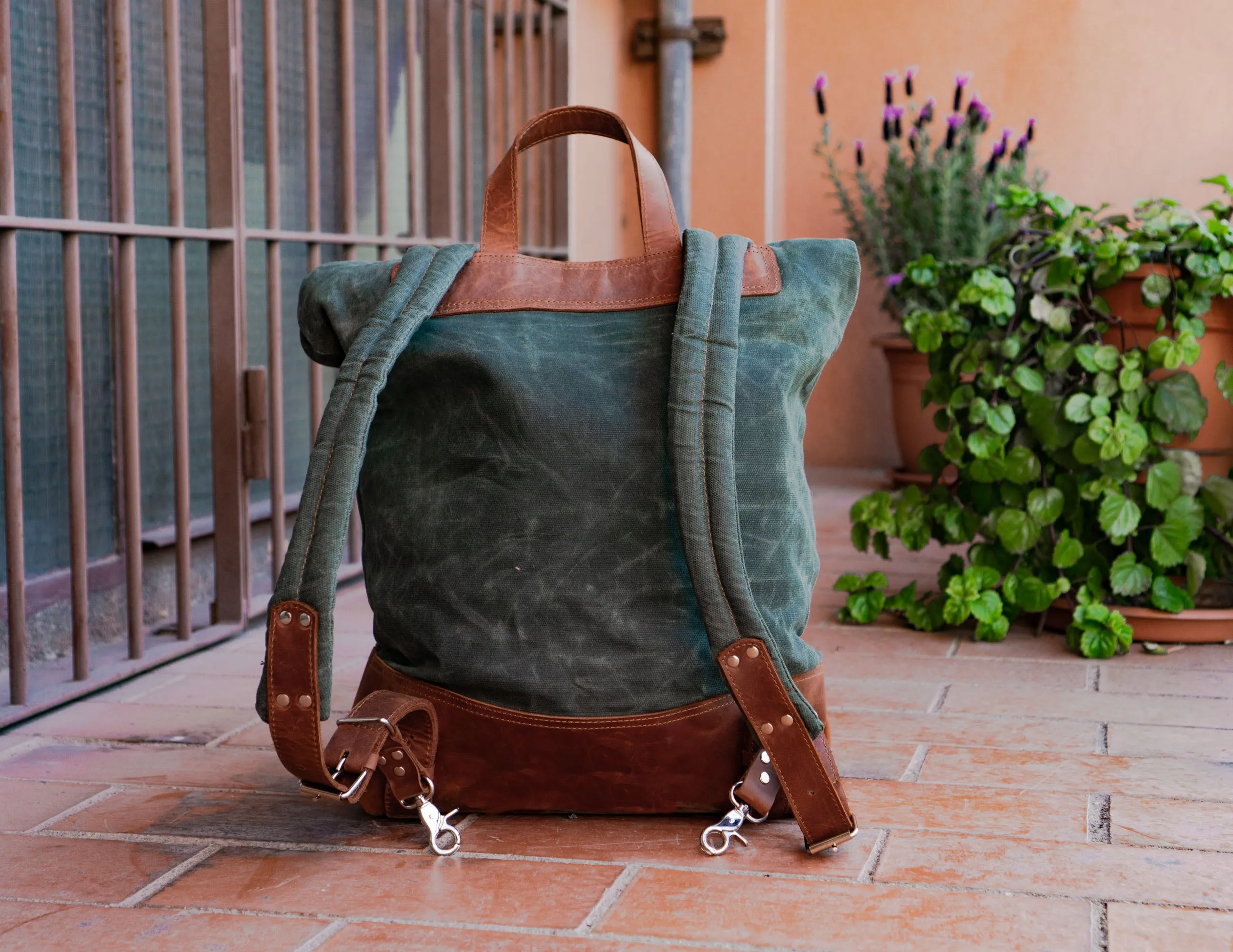 The Fashion-Racing Waxed Canvas Backpack | Handcrafted by artisans