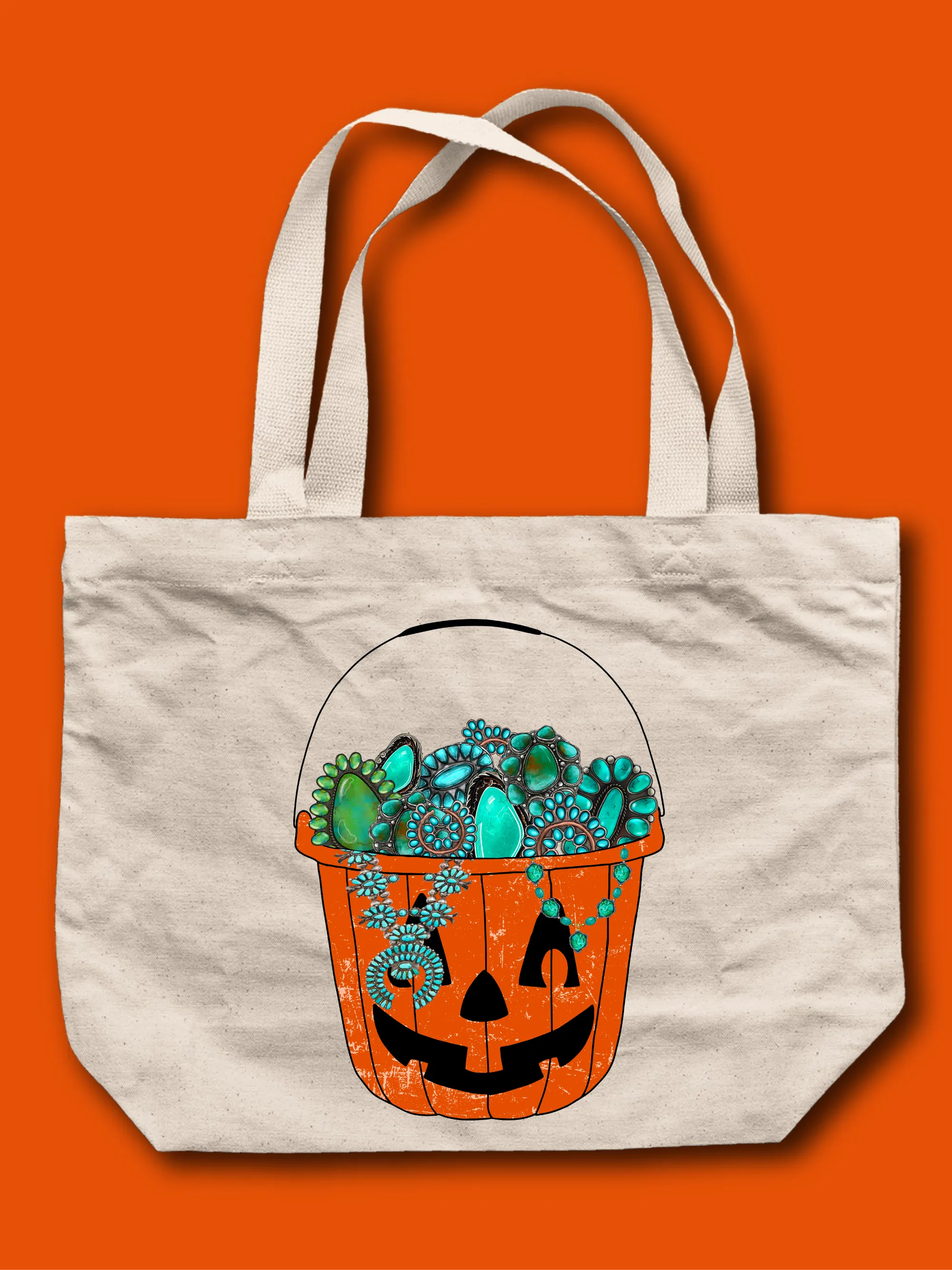 Turquoise Jack-O'-Lantern Tote Bag