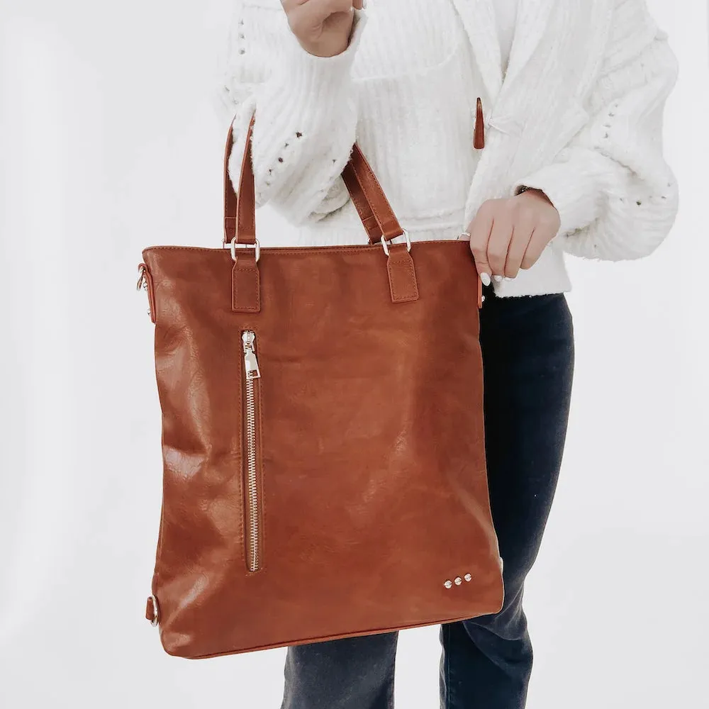 Upper East Side Vegan Leather Tote Bag - Cream