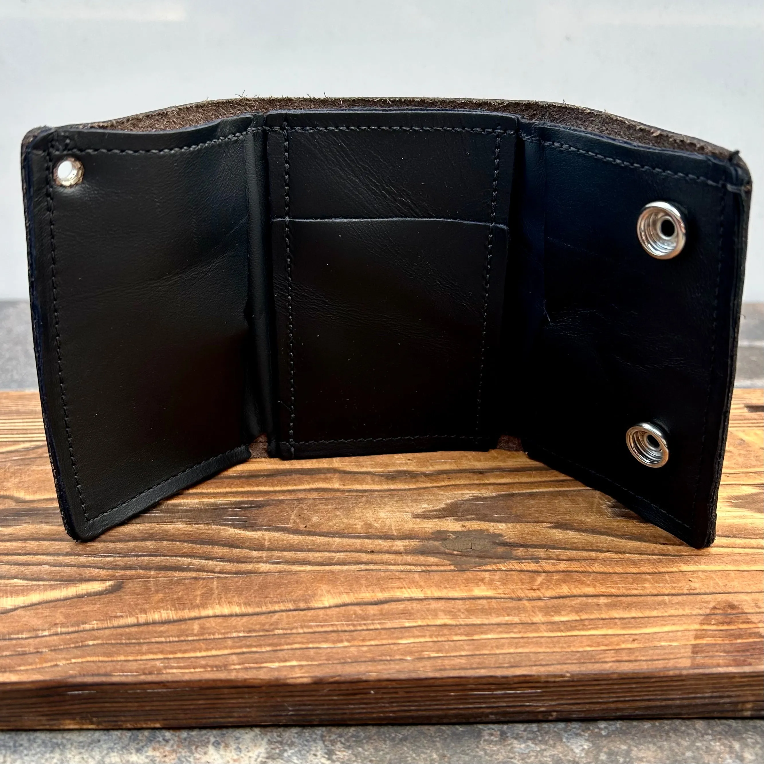 Wallet - Charcoal Tri-Fold - 3.5” x 4.25” - Genuine Leather - TWC3x4