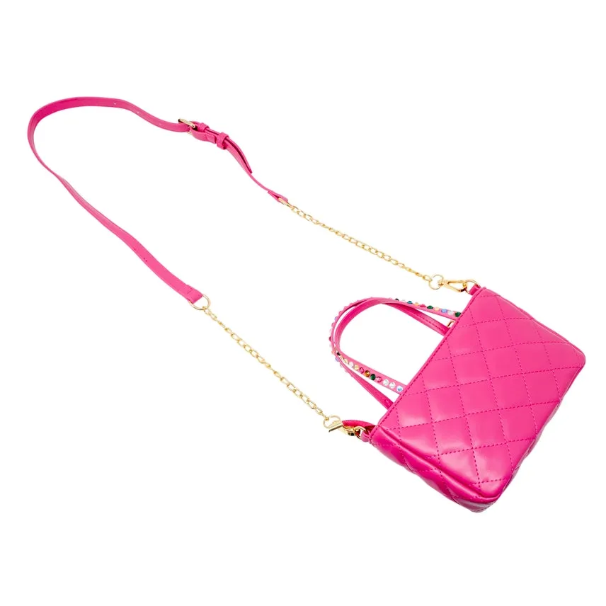 Zomi Gems Quilted Rhinestone Tote Bag - Hot Pink